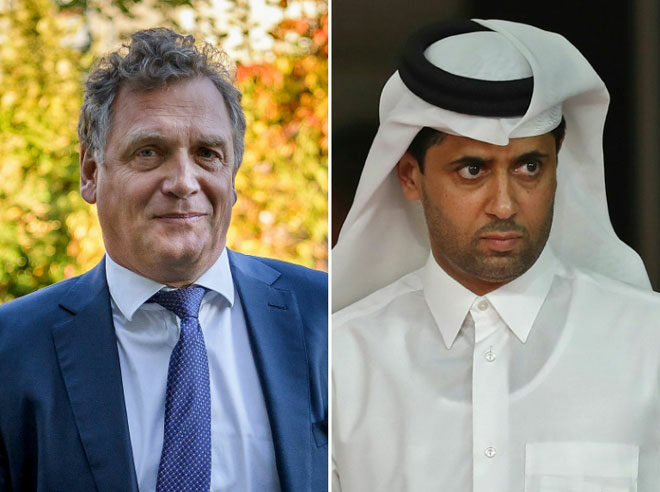 Cựu tổng thư ký FIFA Jerome Valcke và ông chủ beIN Sports Nasser Al-Khelaifi