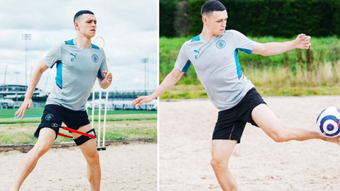 Phil Foden trị thương bằng tập luyện trên cát