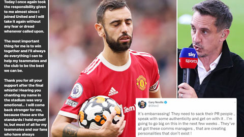 Gary Neville 'đá xoáy' Bruno Fernandes vì xin lỗi khi đá trượt penalty