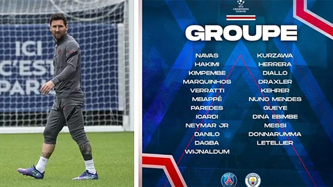 PSG điền tên Messi ở đại chiến với Man City