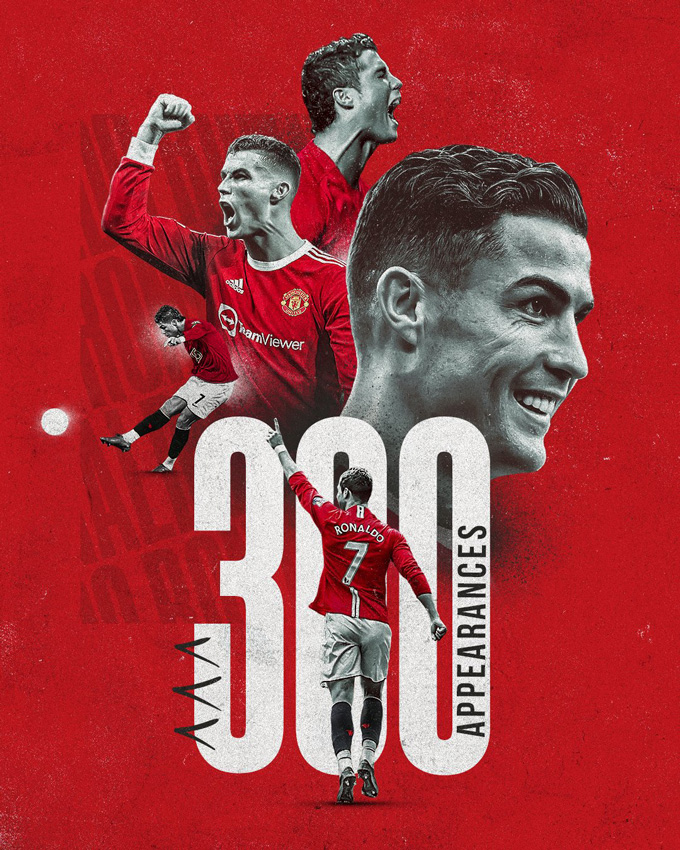 Ronaldo đạt mốc 300 trận cùng MU