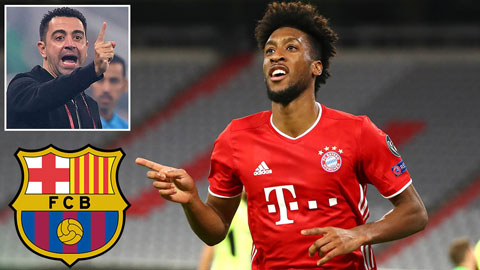 Tân HLV trưởng Barca, Xavi Hernandez (ảnh nhỏ) đánh giá rất cao Kingsley Coman