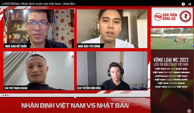 Trọng Hoàng chia sẻ trên livestream của Tạp chí Bóng đá