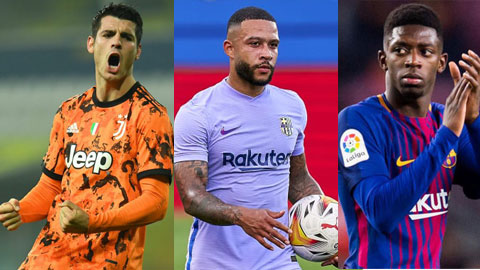 Barca muốn bán Depay (giữa) và Dembele (phải) cho Juve rồi mượn Morata