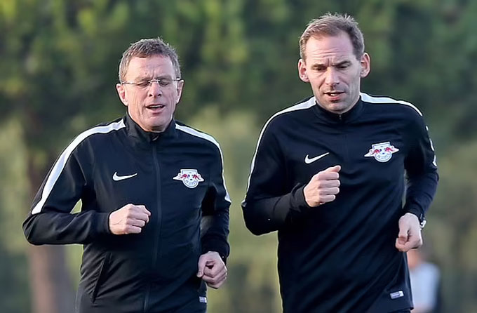 Rangnick và Lens khi còn ở RB Leipzig