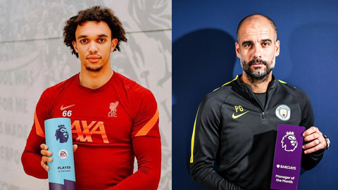 Alexander-Arnold và Pep giành giải xuất sắc nhất Premier League tháng 11