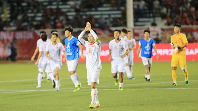 Hùng Dũng từng nhiều lần đeo băng đội trưởng của Hà Nội FC hay U23 Việt Nam giành HCV tại SEA Games 2019 - Ảnh: ĐỨC CƯỜNG