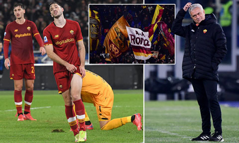 HLV Jose Mourinho tỏ ra cực kỳ thất vọng với tinh thần chiến đấu của các cầu thủ Roma