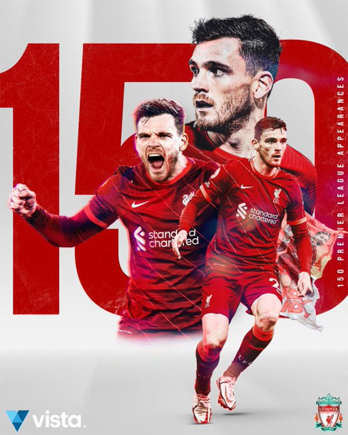 Robertson có tròn 150 lần ra sân ở Premier League