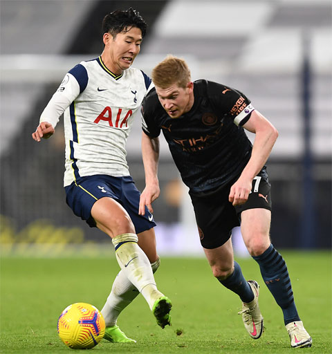 Cả Son (trái) và De Bruyne đều có 5 bàn trong 8 trận gần đây tại Premier League