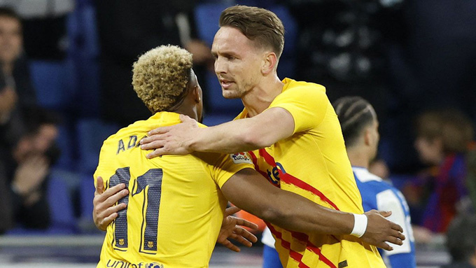 Traore và Luuk de Jong cùng tỏa sáng ở trận Espanyol vs Barca nhưng Blaugrana không thể có 3 điểm