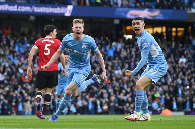 De Bruyne mở tỷ số trận Man City vs MU ngay phút thứ 5