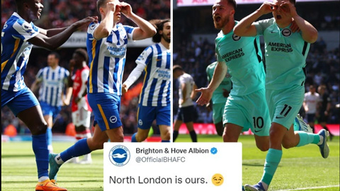 Brighton 'troll' Tottenham và Arsenal trên MXH