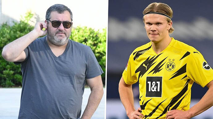 Mino Raiola đòi phí lót tay cực khủng trong thương vụ Erling Haaland