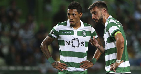 Raphinha và Bruno Fernandes thời còn thi đấu cho Sporting Lisbon