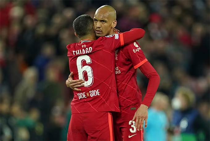 Thiago và Fabinho là những nhân tố mới ở tuyến giữa Liverpool