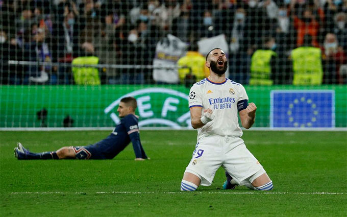 Benzema lập hat-trick giúp Real thắng ngược PSG