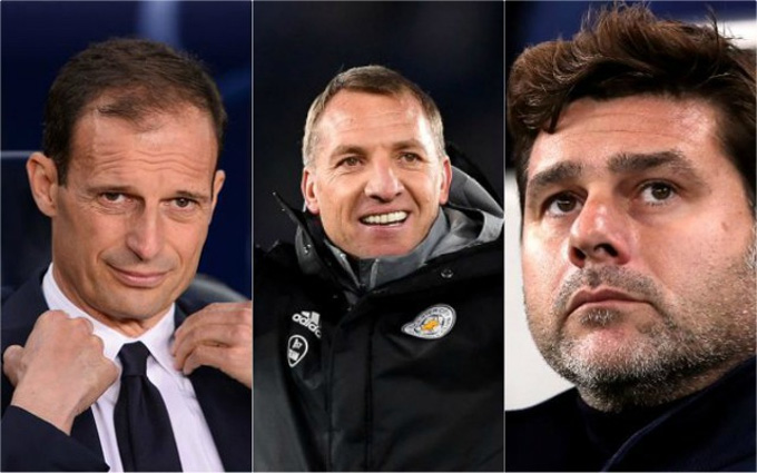 Những HLV từng được liên hệ với MU gồm (trái sang) Allegri, Rodgers và Pochettino đều đang gặp khó khăn