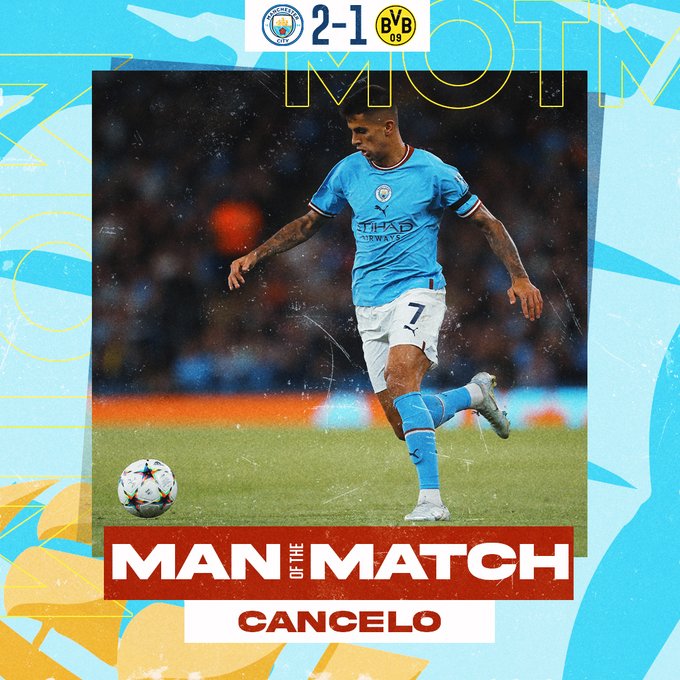 Cancelo nhận danh hiệu Cầu thủ xuất sắc nhất trận