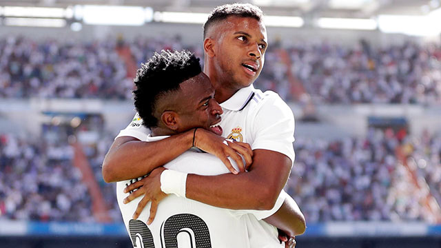 Cả Rodrygo (trên) lẫn Vinicius đều lập công trong trận Real thắng Betis