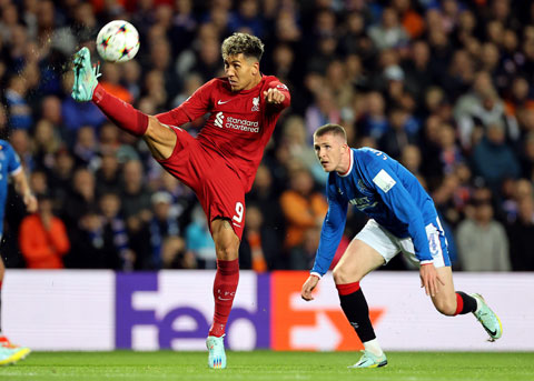 Roberto Firmino lập cú đúp bàn thắng trước Rangers