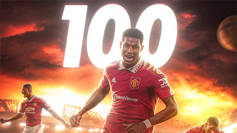 Rashford ghi bàn thứ 100 cho MU