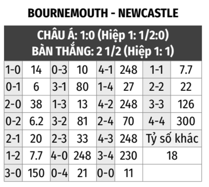 Bournemouth vs Newcastle