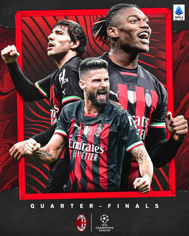 Milan có lần đầu tiên vào tứ kết Champions League sau 11 năm