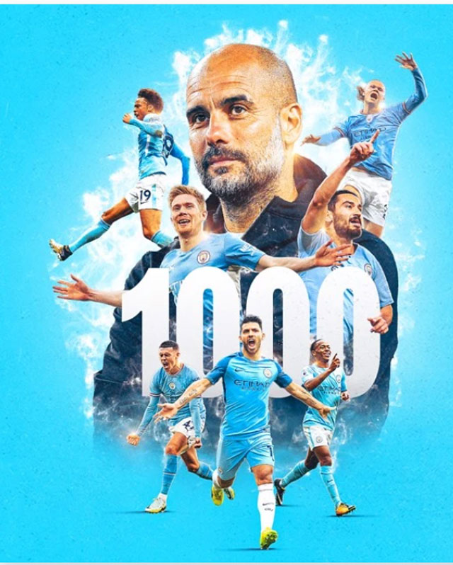 Pep vừa cán mốc 1.000 bàn thắng cùng Man City