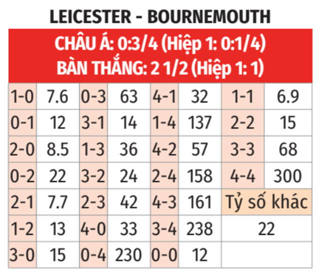 Leicester vs Bournemouth