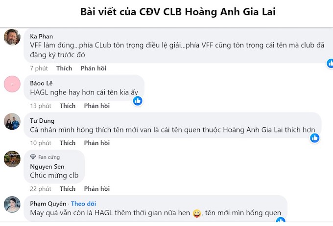 Các CĐV của phố Núi không đồng ý đổi tên đội bóng