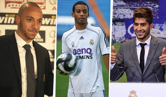 Real Madrid từng thành công với Marcelo (giữa), nhưng lại thất bại với Julien Faubert (trái) và Lucas Silva (phải).